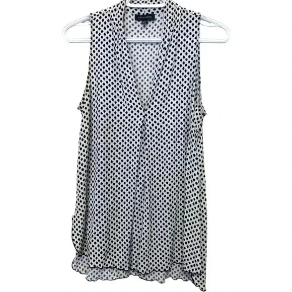 Lord & Taylor,  light, airy and flowing tunic, white with black pattern and trim - Picture 3 of 10